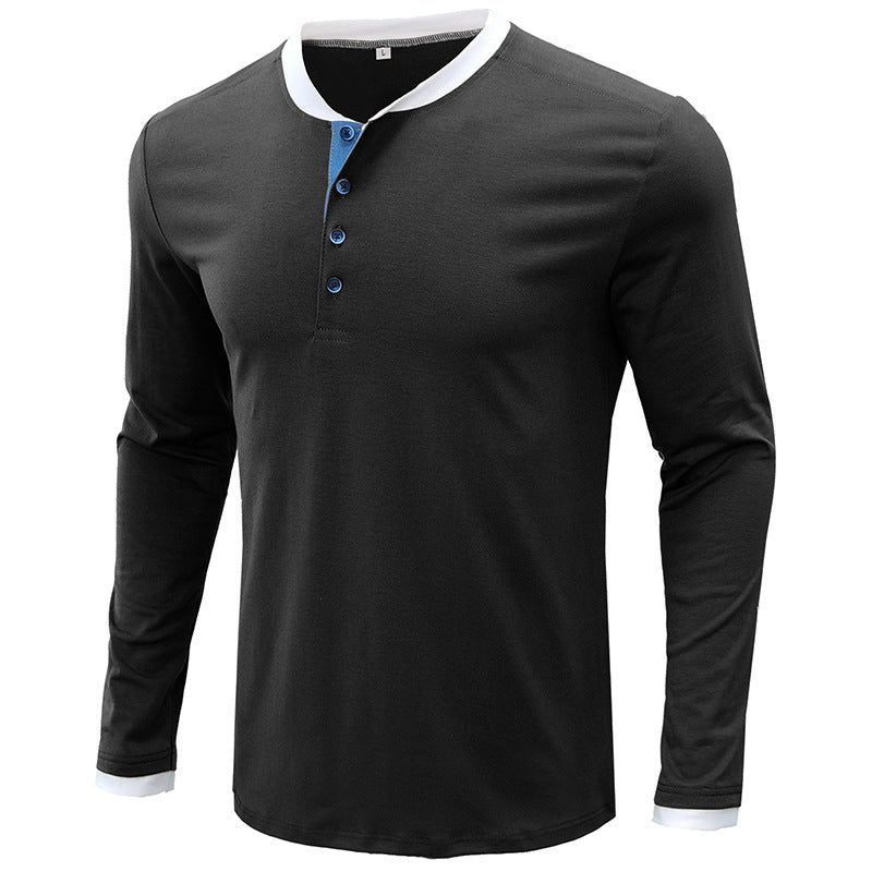 Leisure Fall Long Sleeves T Shirts for Men-Shirts & Tops-Black-S-Free Shipping Leatheretro