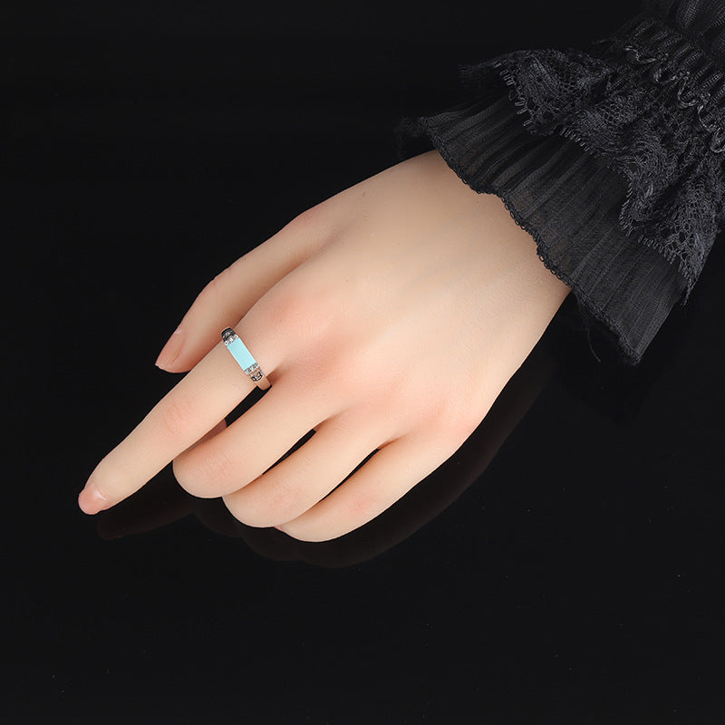 Rectangle Design Antique Silver Rings for Women-Rings-The same as picture-Adjustable-Open-Free Shipping Leatheretro
