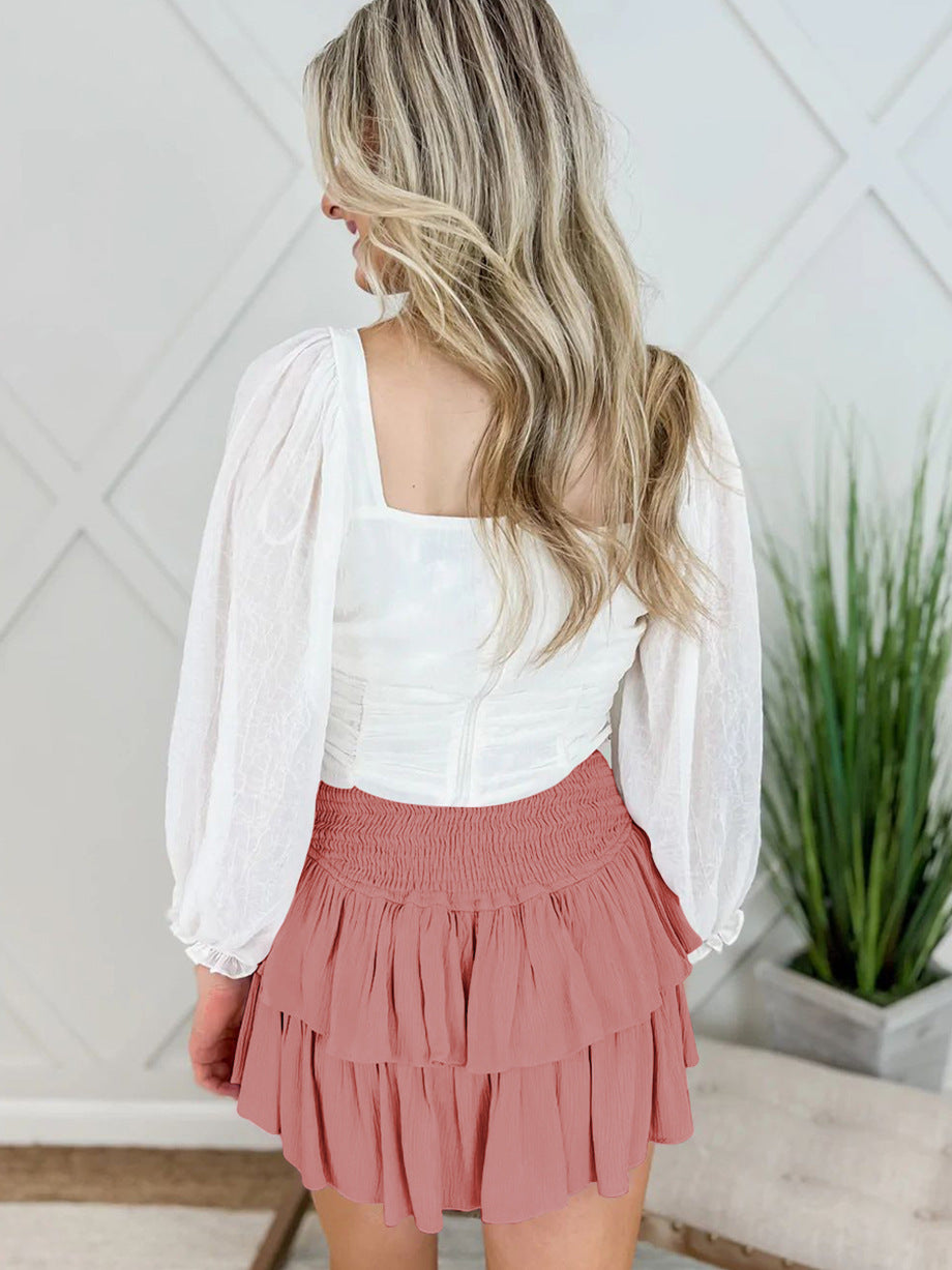 Fashion Summer Ruffled Mini Skirts for Women-Skirts-Off the White-S-Free Shipping Leatheretro