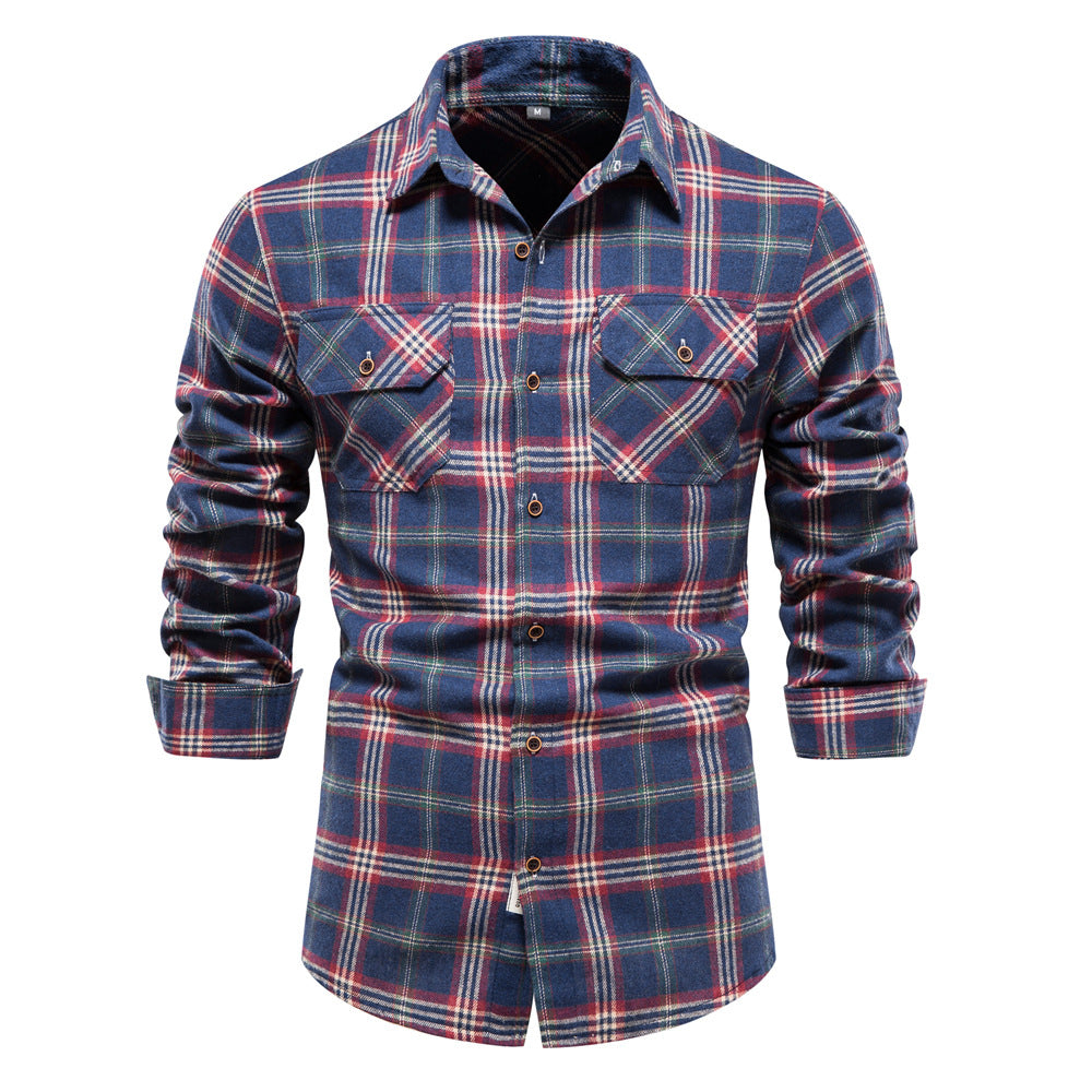 Fall Plaid Long Sleeves Shirts for Men-Shirts & Tops-A-S-Free Shipping Leatheretro