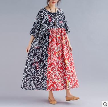 Summer Leaf Print Plus Sizes Cozy Dresses-Dresses-The same as picture-One Size-Free Shipping Leatheretro