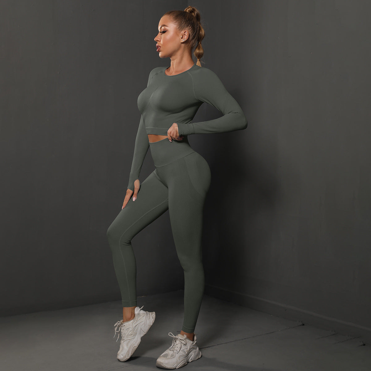 Fashion Simple Style Sports Yoga Suits for Women-Activewear-Dark Gray-S-Free Shipping Leatheretro