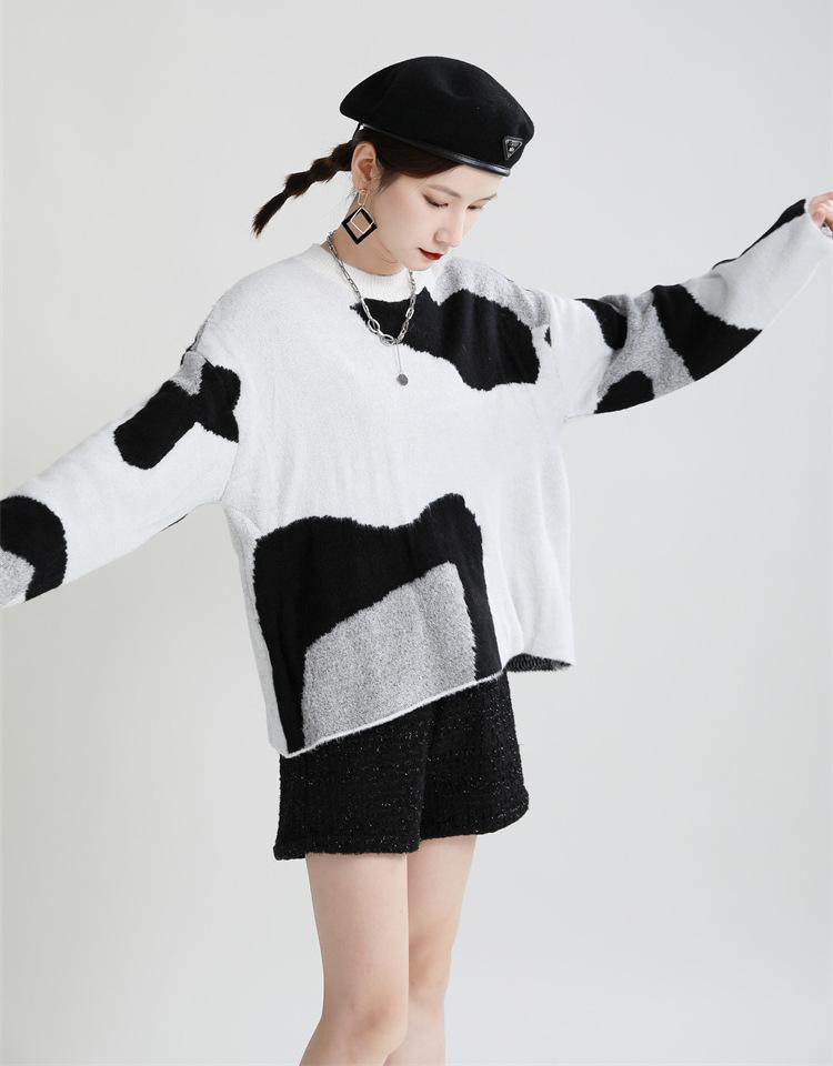 Casual Cow Round Neck Knitting Women Sweaters-Women Sweaters-The same as picture-One Size-Free Shipping Leatheretro