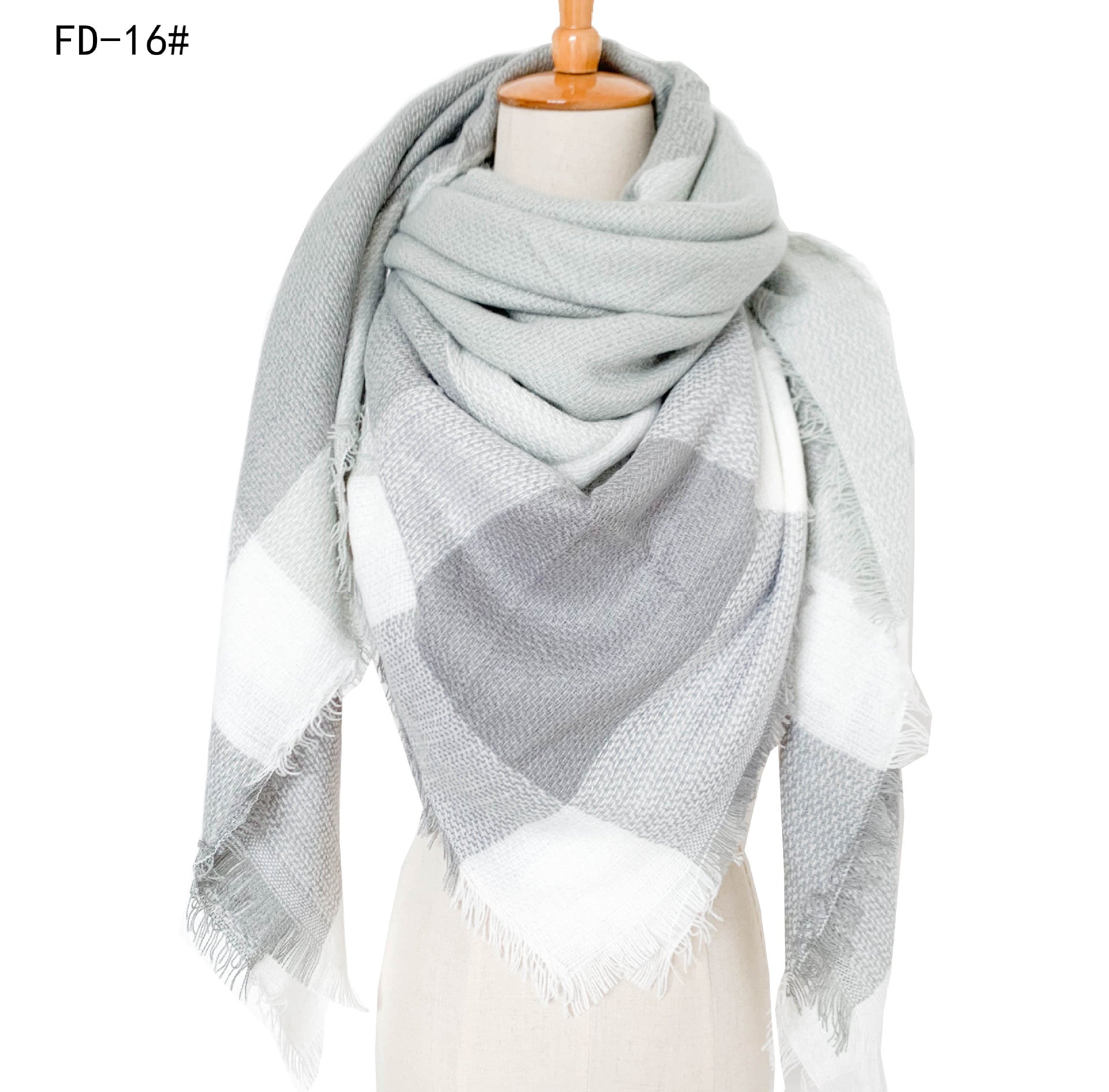 Winter Warm Plaid Scarves for Women-Scarves & Shawls-Light Gray-140cm-Free Shipping Leatheretro