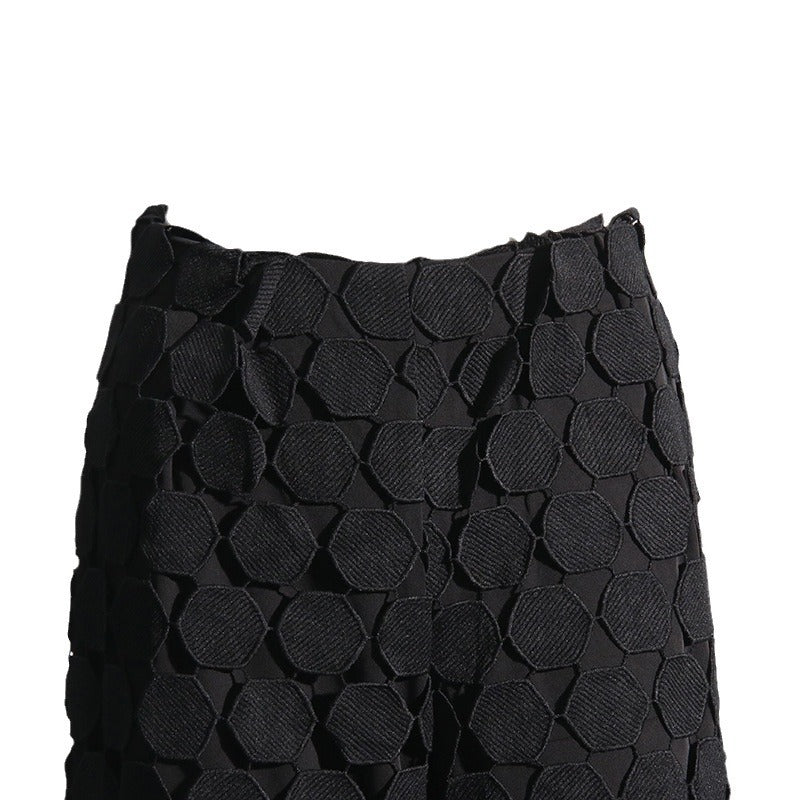 Designed Fashion Round Shaped Wide Legs Pants-Pants-Black-S-Free Shipping Leatheretro