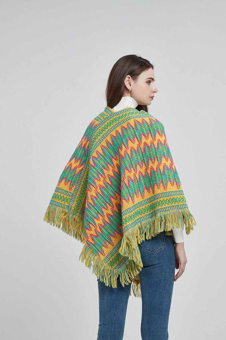 Winter Boho Shawl Capes for Women-Shawls-Khaki-80-100cm-Free Shipping Leatheretro