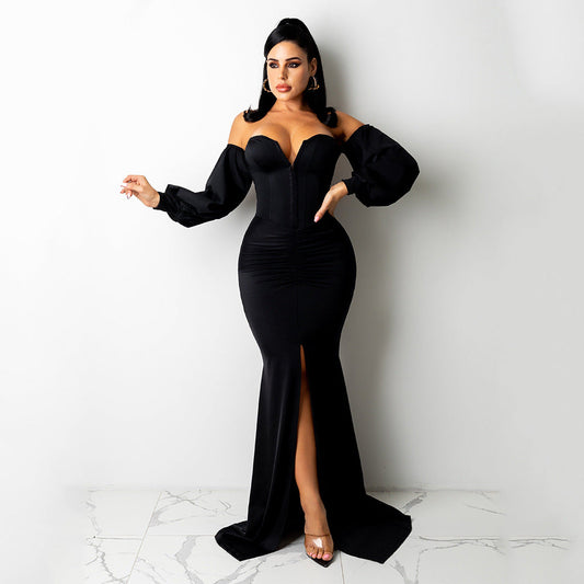 Sexy Off The Shoulder Night Party Dresses-Dresses-Rose Red-S-Free Shipping Leatheretro