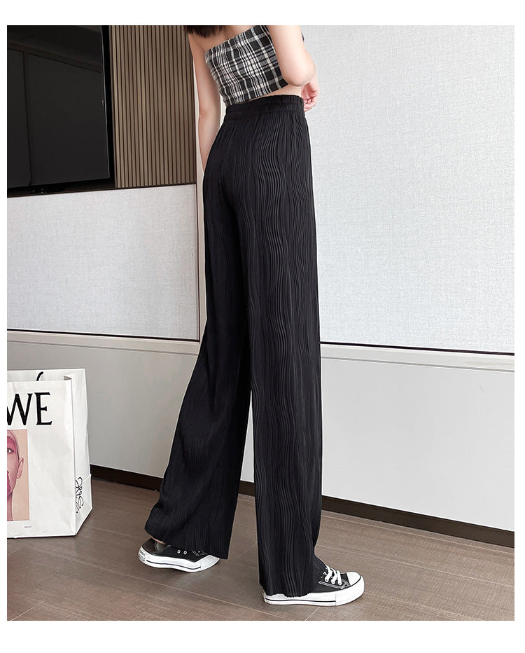 Casual Water Ripple High Waist Summer Pants for Women-Pants-White-S-Free Shipping Leatheretro