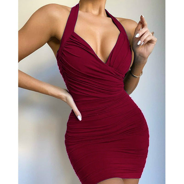 Summer Sexy Halter Short Bodycon Dresses-Dresses-Red-S-Free Shipping Leatheretro