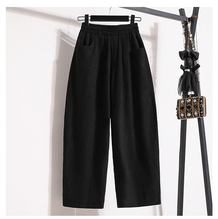 Plus Sizes Fall Wide Legs Pants for Women-Pants-Black-M-Free Shipping Leatheretro