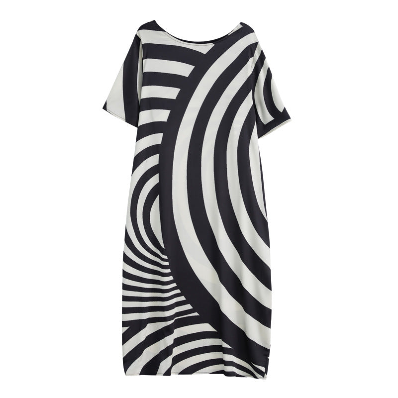 Summer Black Striped Plus Sizes Dresses-Dresses-Black-均码-Free Shipping Leatheretro