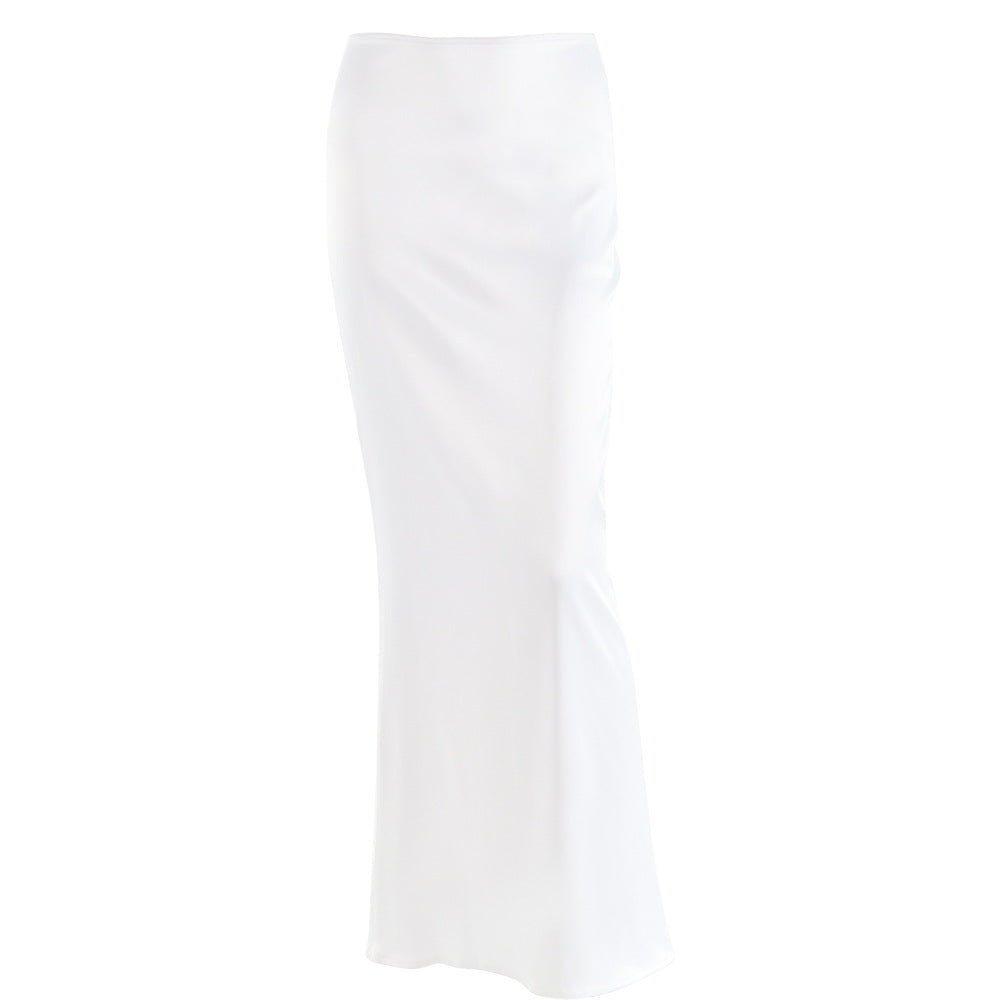 Sexy Women Satin Bodycon Summer Long Skirts-Skirts-White-S-Free Shipping Leatheretro