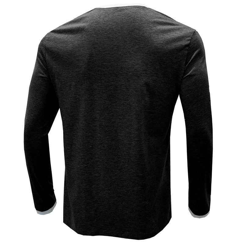 Leisure Fall Long Sleeves T Shirts for Men-Shirts & Tops-Light Gray-S-Free Shipping Leatheretro