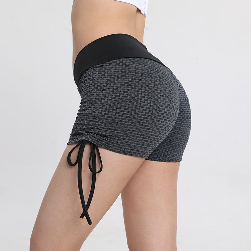 Sexy Drawstring High Waist Sports Shorts for Women-Activewear-Black-S-Free Shipping Leatheretro