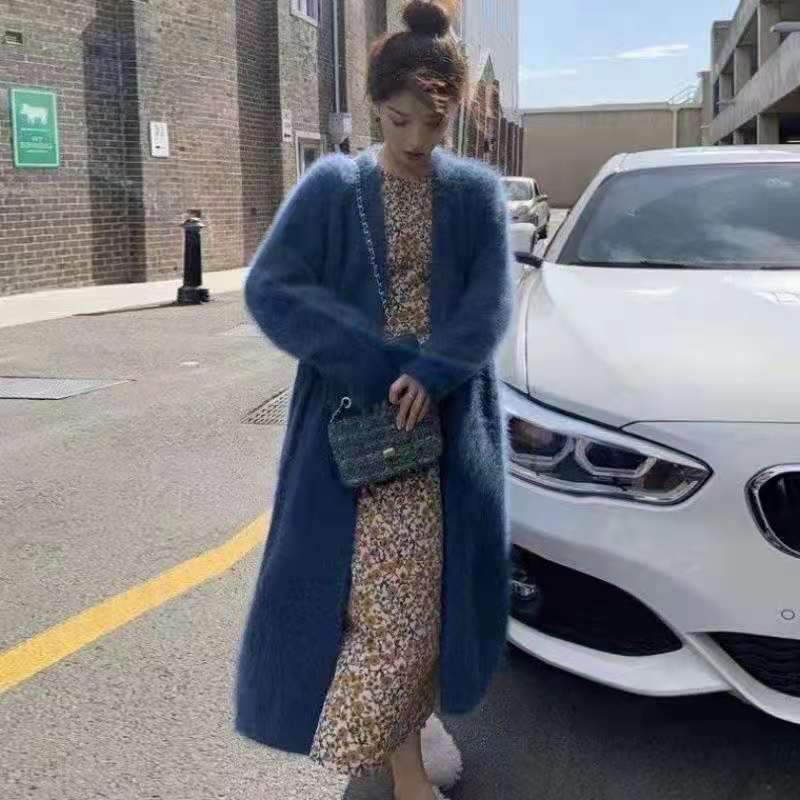 Women Winter Warm Velvet Long Cardigan Overcoat-Women Outerwear-Blue-One Size-Free Shipping Leatheretro