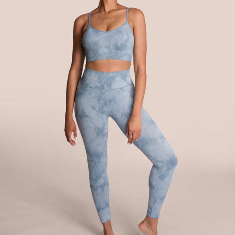 Sexy Fast Drying Dyed Yoga Sets for Women-Activewear-Blue-S-Free Shipping Leatheretro