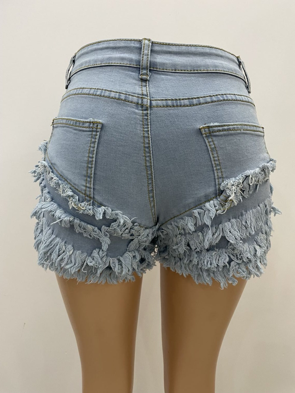 Casual Ruffled Denim Short Trousers for Women-Shorts-White-S-Free Shipping Leatheretro