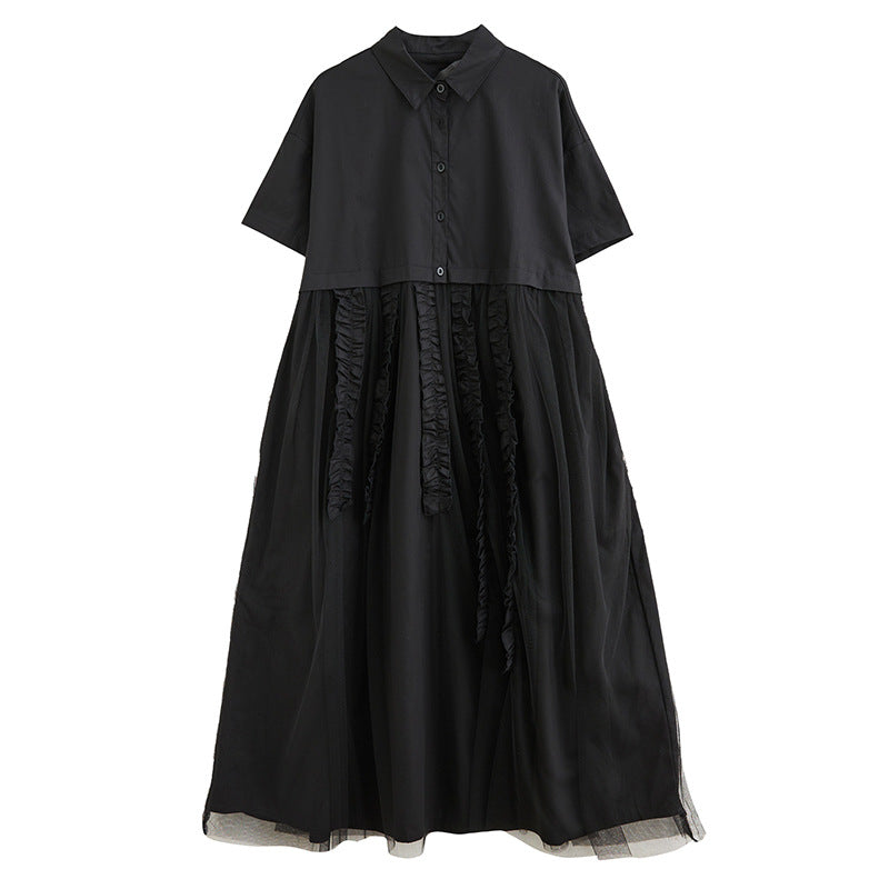 Sexy Summer Tulle Black A Line Long Shirts Dresses-Dresses-Black-One Size-Free Shipping Leatheretro