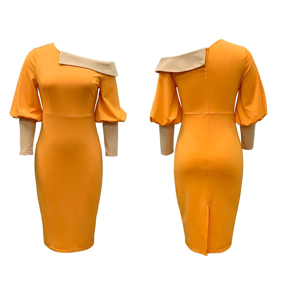 Sexy Office Lady Plus Sizes Dresses-Dresses-Orange-S-Free Shipping Leatheretro