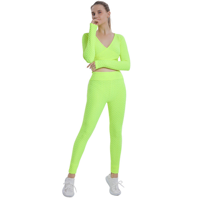Sexy Bubble Design Women Gym Outfits-Activewear-Yellow-S-Free Shipping Leatheretro