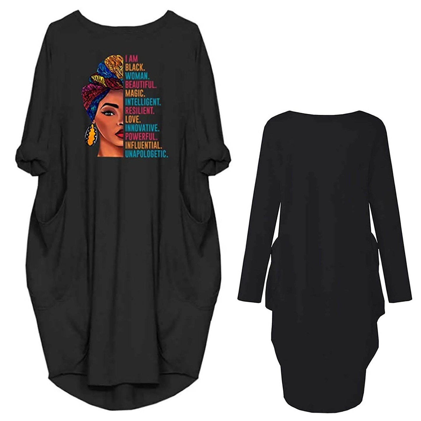 African Casual Round Neck Plus Sizes Top Blouses-Women Blouses-Black-S-Free Shipping Leatheretro