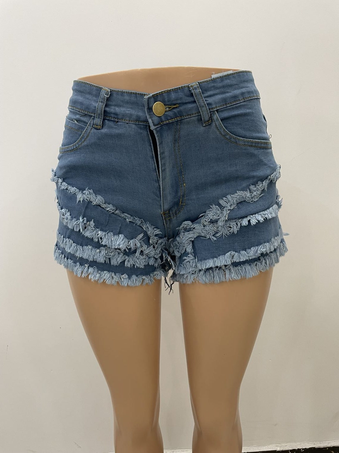 Casual Ruffled Denim Short Trousers for Women-Shorts-White-S-Free Shipping Leatheretro