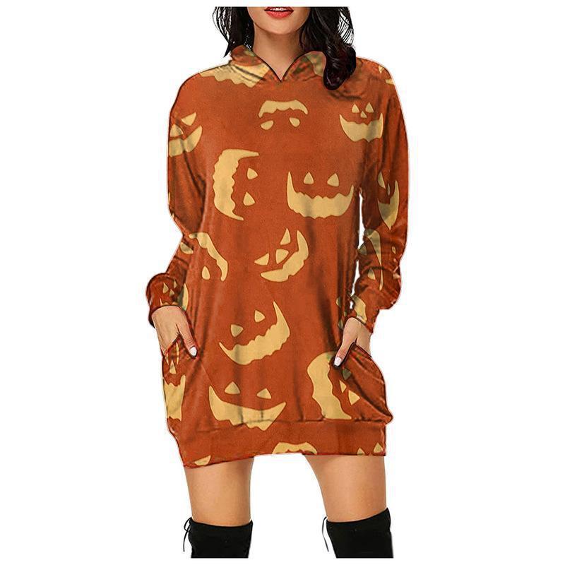 Happy Halloween Plus Sizes Women Hoodies-Shirts & Tops-Orange-S-Free Shipping Leatheretro