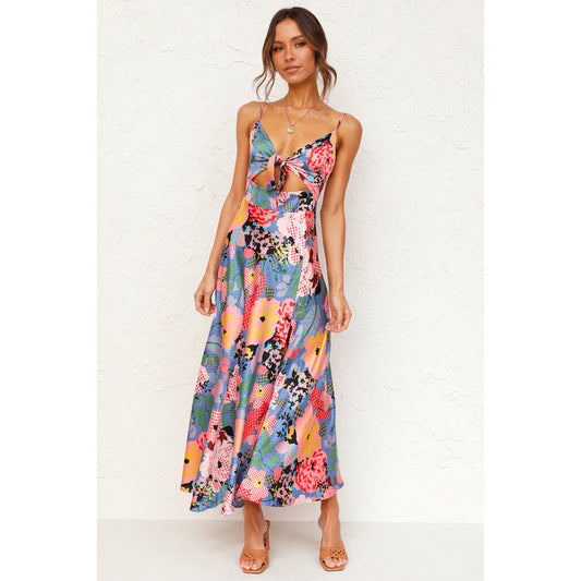 Sweety Summer Floral Print Sleeves Long Dresses-Dresses-D-S-Free Shipping Leatheretro