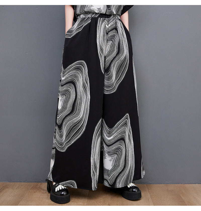 Fashion Chiffon Plus Sizes Shirts & Wide Legs Pants-Suits-The same as picture-One Size-Free Shipping Leatheretro