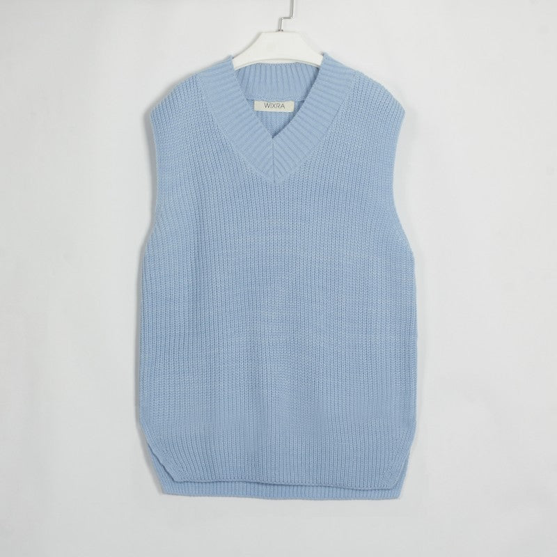 Women Sleeveless Knitted Vest-Vests-Light Blue-S-Free Shipping Leatheretro