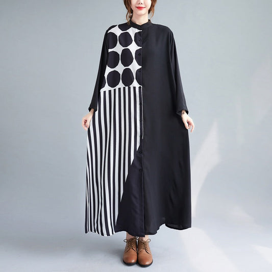 Black Plus Sizes Women Shirts Long Dresses-Dresses-Black-One Size-Free Shipping Leatheretro