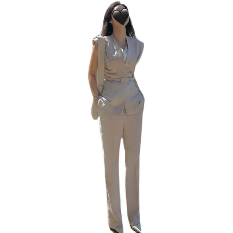 Elegant Office Lady Summer Two Pieces Suits-Suits-Light Khaki-S-Free Shipping Leatheretro