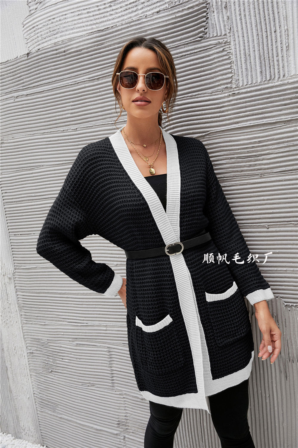 Casual Knitting Long Sleeves Women Overcoat-Shirts & Tops-Black-S-Free Shipping Leatheretro