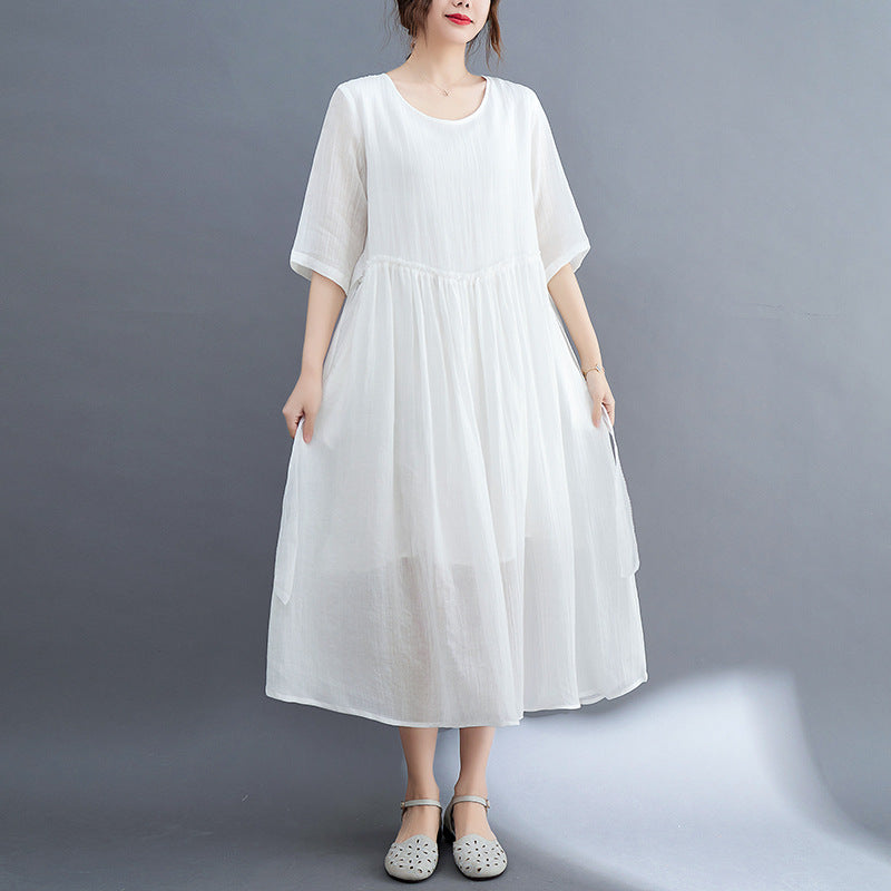 Summer High Waist Women Cozy Dresses-Dresses-White-M-Free Shipping Leatheretro