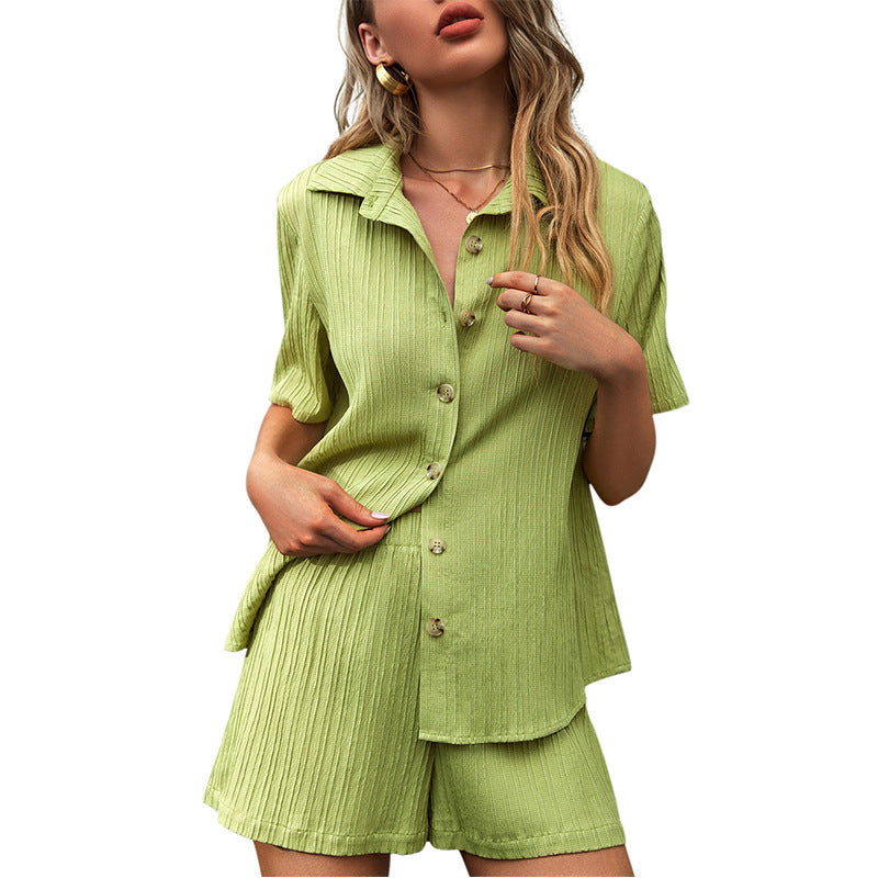 Summer Green Casual Tops & Shorts Women Suits-Suits-Green-S-Free Shipping Leatheretro