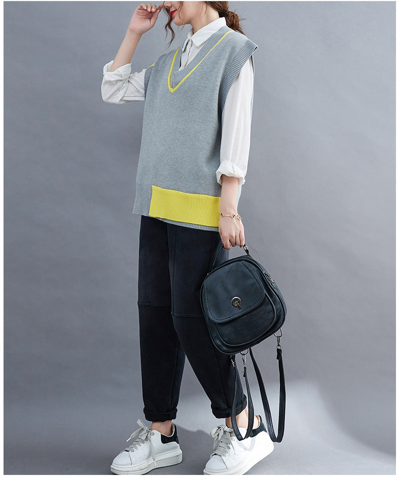 Plus Sizes Knitting Vest for Women & Men-Vests-Black-One Size-Free Shipping Leatheretro