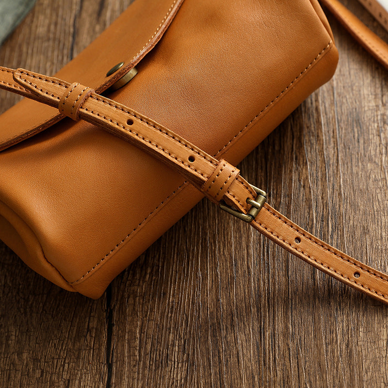 Vege Tanned Leather Small Bag for Women 21026-Yellow-Free Shipping Leatheretro