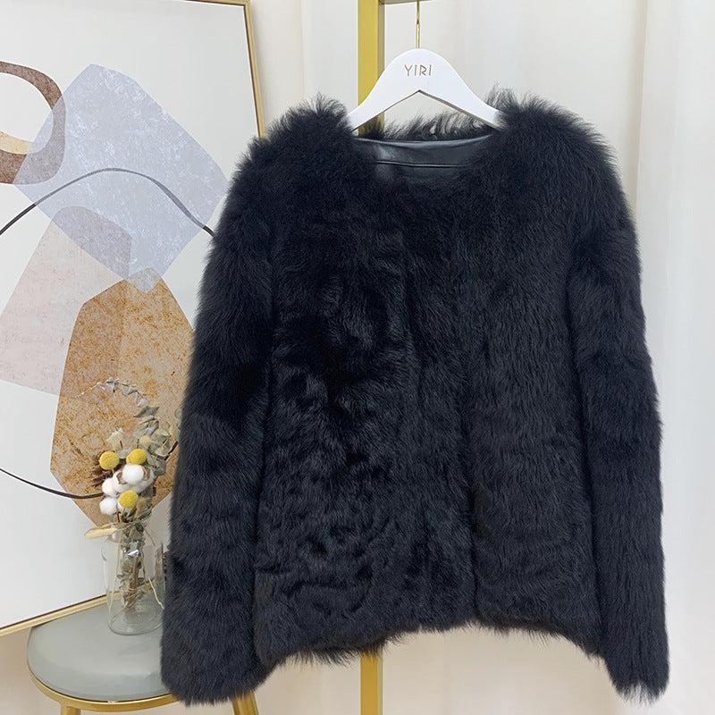 Warm Fur Short Coats for Women-Outerwear-Black-L-Free Shipping Leatheretro