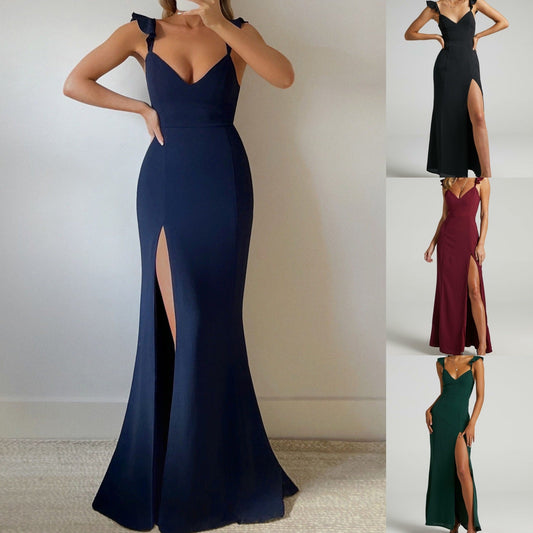 Sexy Split Front Sleeveless Evening Dresses-Dresses-Black-S-Free Shipping Leatheretro