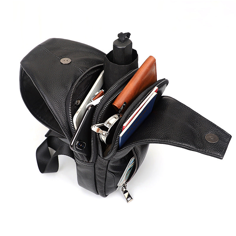 Cowhide Leather Chest Bags for Men 4004-Handbags-Black-Free Shipping Leatheretro