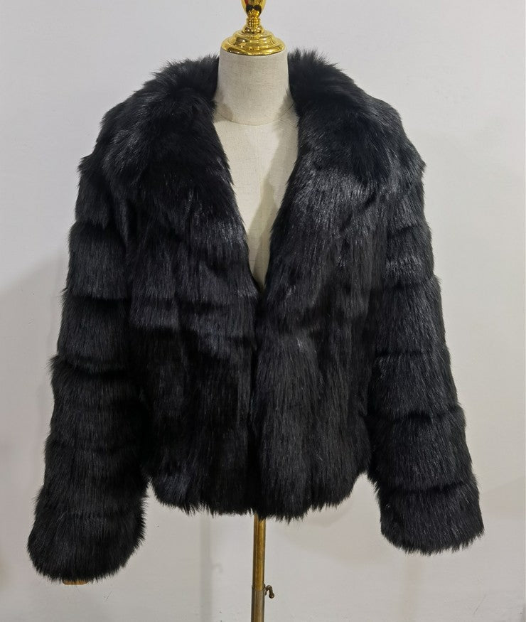 Fashion Artificial Fur Winter Short Coats for Women-Coats & Jackets-Black-S-Free Shipping Leatheretro