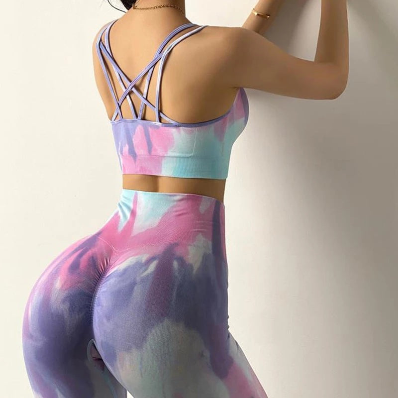 Sexy Halter Dyed Yoga Suits for Women-Exercise & Fitness-Yellow-S-Free Shipping Leatheretro