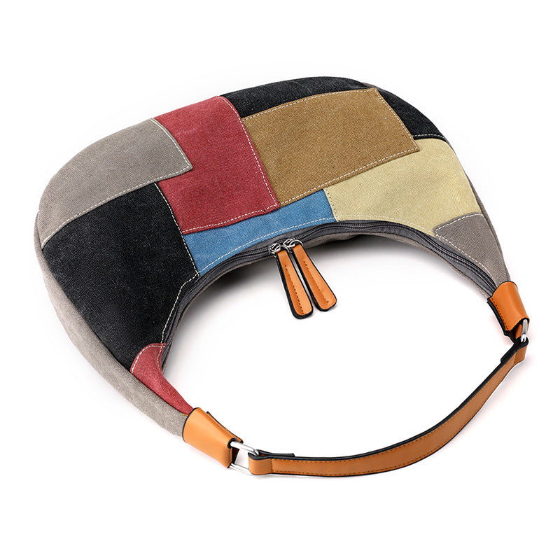 Designed Moon Shaped Canvas Bags for Women 1662-Handbags-The same as picture-Free Shipping Leatheretro