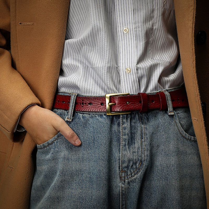 Hanmade Vege Tanned Leather Belt for Women 61006-Belts-Green-105-125-Free Shipping Leatheretro