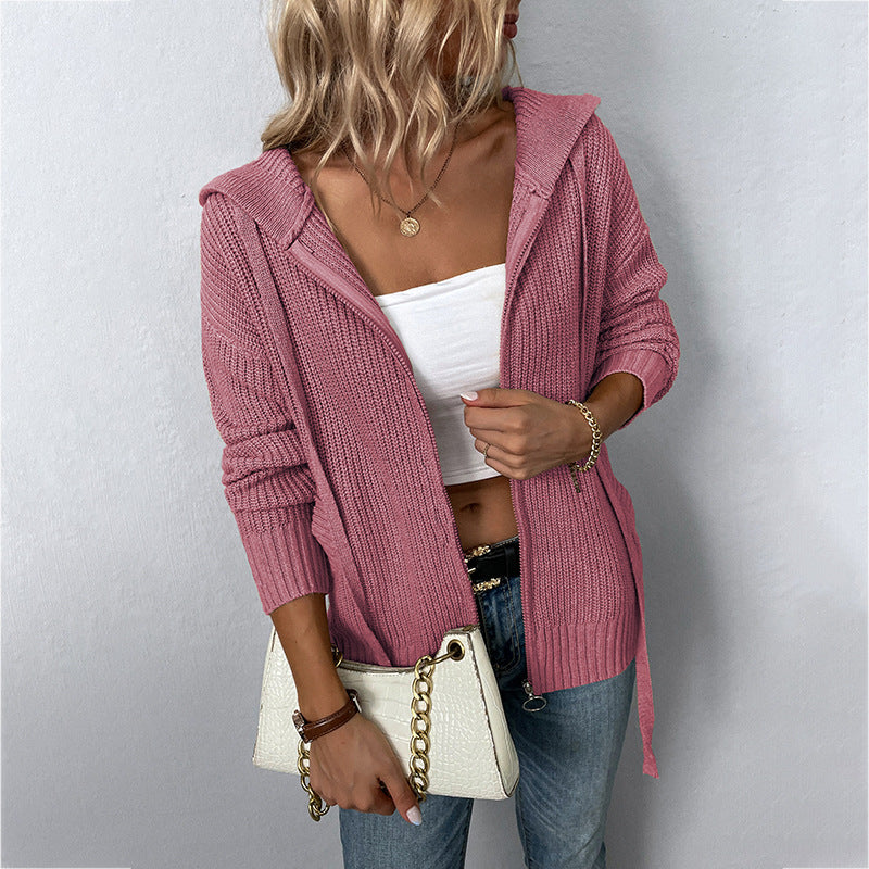 Fashion Zipper Knitted Cardigan Coats for Women-Coats & Jackets-Red-S-Free Shipping Leatheretro