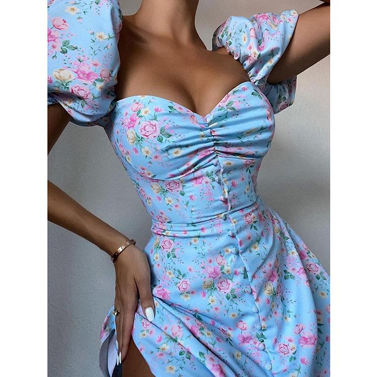 Sexy Puff Sleeves High Waist Bodycon Mini Dresses-Mini Dresses-The same as picture-S-Free Shipping Leatheretro