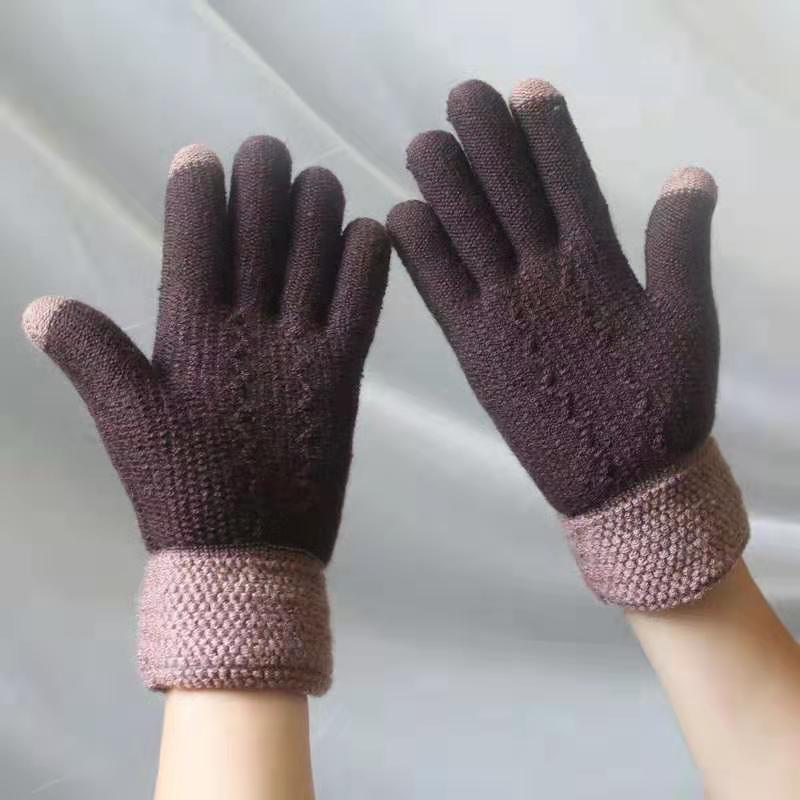 Winter Warm Velvet Knitted Gloves for Men and Women-Gloves & Mittens-Women-pink-Free Shipping Leatheretro
