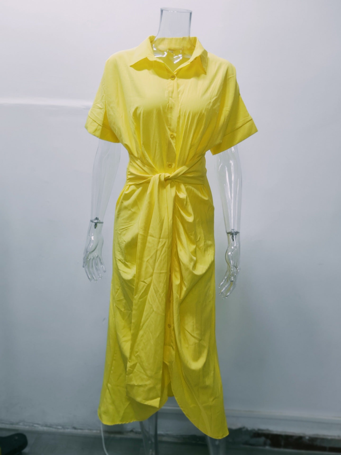 Summer Women Midi Length Shirts Dresses-Dresses-White-S-Free Shipping Leatheretro