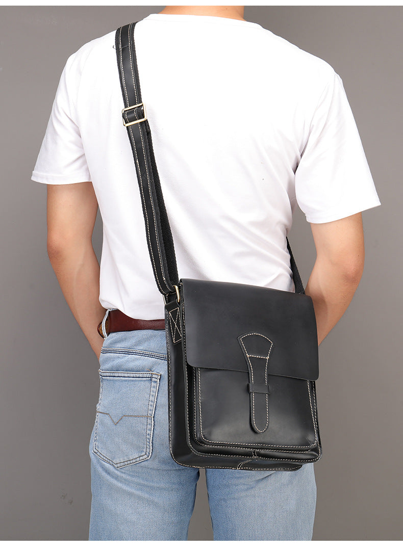 Handmade Vintage Small Men's Leather Small Bags 1093-Men's Bags-Black-Free Shipping Leatheretro