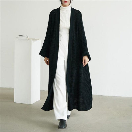 Plus Sizes Loose Knitting Women Overcoat-Women Outerwear-Black-One Size-Free Shipping Leatheretro